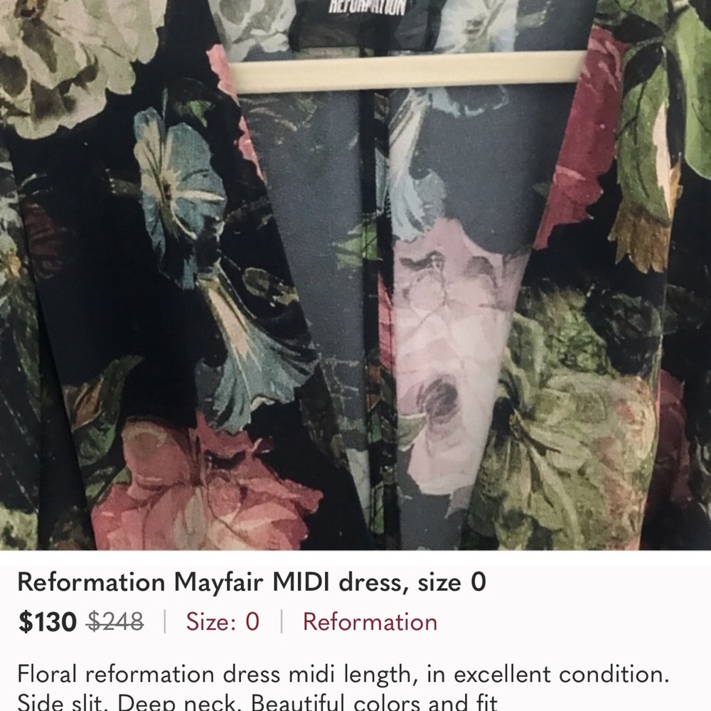 reformation Mayfair midi dress size 0 floral